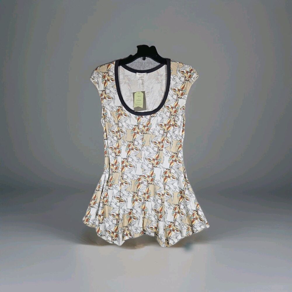 Anthropologie Weston Wear Tullia Parrot Swing Top Bird Print Taupe Large NWT